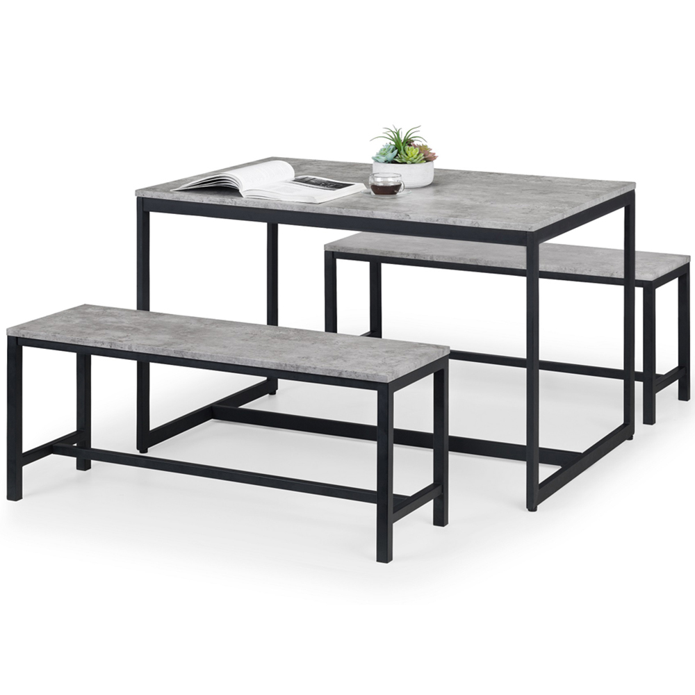 Julian Bowen Staten Concrete Effect 4 Seater Dining Set Black Image 2