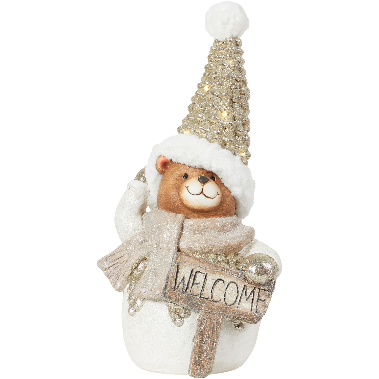 LED Welcome Bear Ornament - White Image 2
