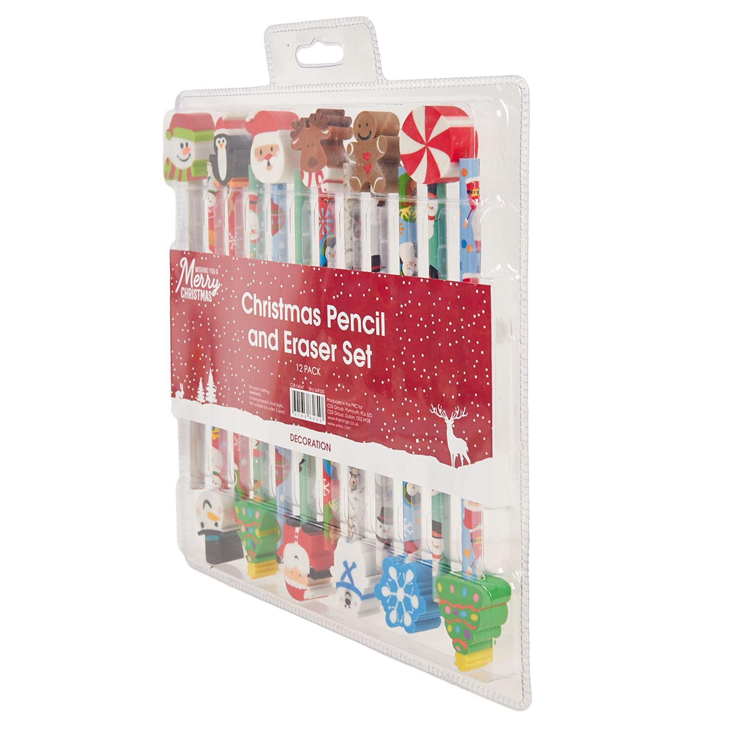 Christmas Pencil and Eraser Set - Multicolour Image 2