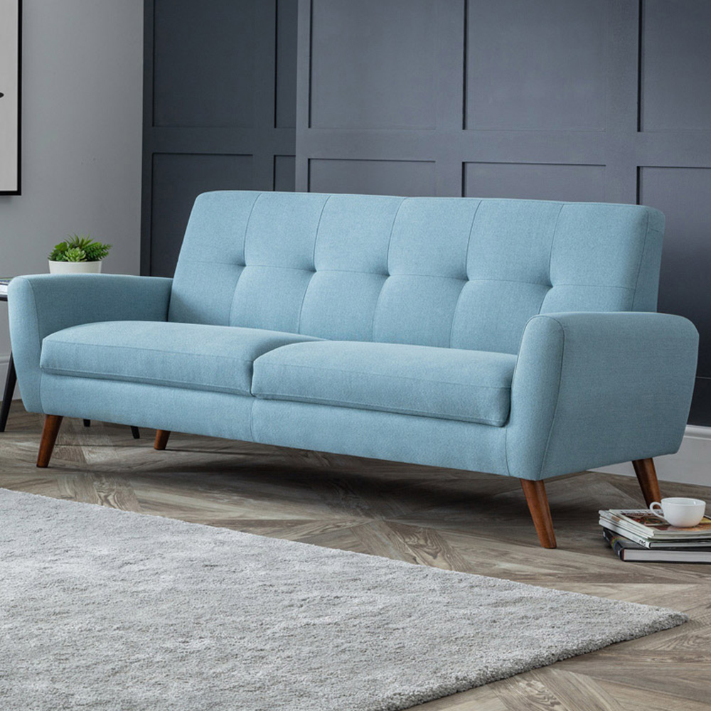 Julian Bowen Monza 3 Seater Blue Compact Retro Sofa Image 1