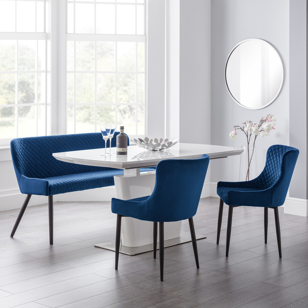 Julian Bowen Luxe 2 Seater Blue High Back Dining Bench Image 8
