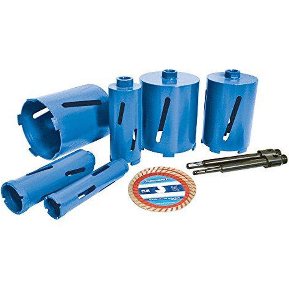Silverline 6 Core 12 Piece diametermond Core Drill Kit 38 to 127mm Image 2