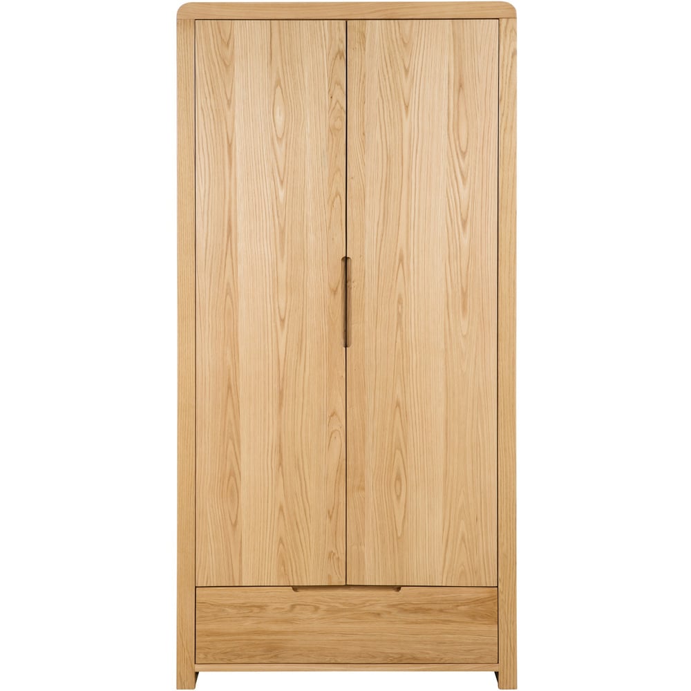 Julian Bowen Curve 2 Door Single Drawer Oak Wardrobe Image 3