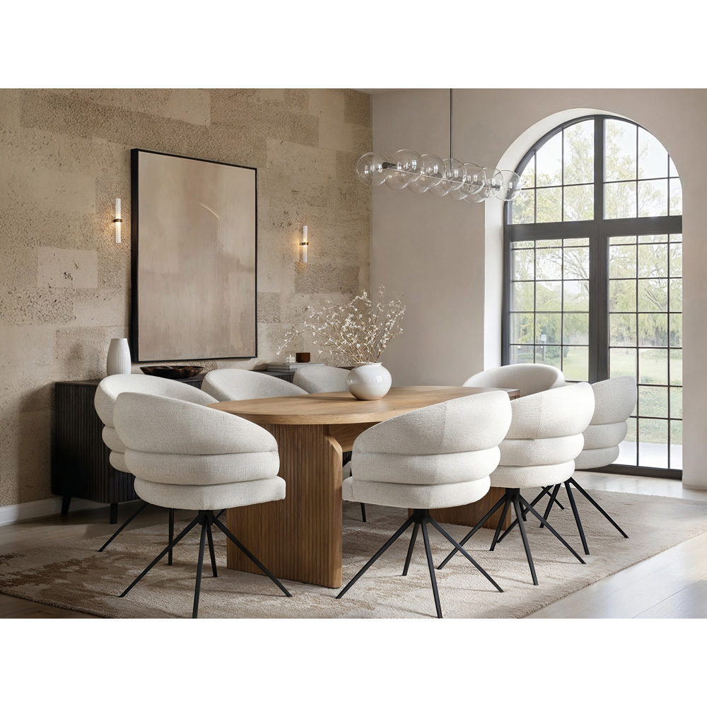 SOLACE+CO Varm Eira 8 Seater Ribbed Wooden Dining Set Image 4