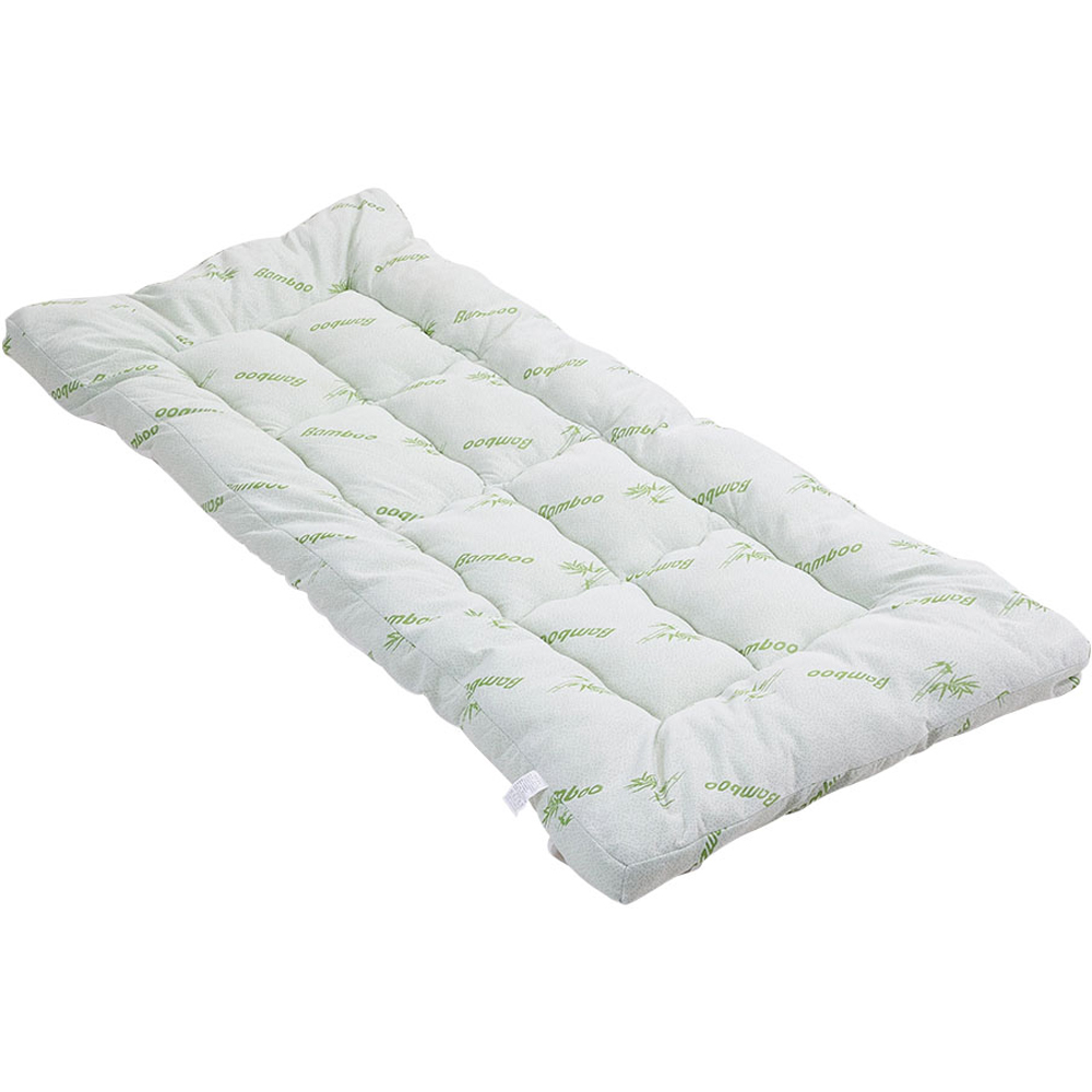 Living and Home King Size White and Green Bamboo Leaf Quilted Mattress Topper Image 3