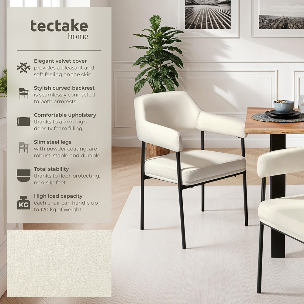 tectake Doe Set of 6 Velvet Armchair Image 6