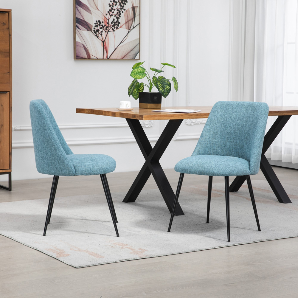 Artemis Home Morandi Set of 2 Teal Fabric Dining Chairs Image 3