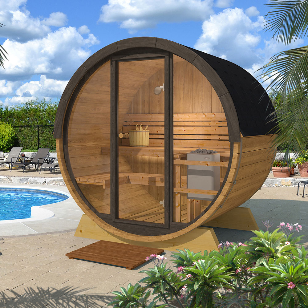 Stjarna Black Thermowood Outdoor Pool Sauna 5.2 x 6.8ft Image 2