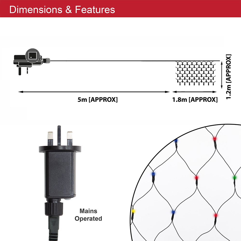 The Christmas Workshop 180 Multicolour LED Net String Light Image 9