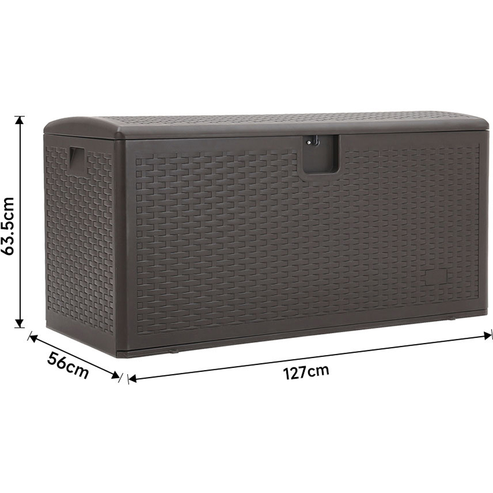 Living and Home 375L Brown HDPE Rattan Textured Deck Box Image 9