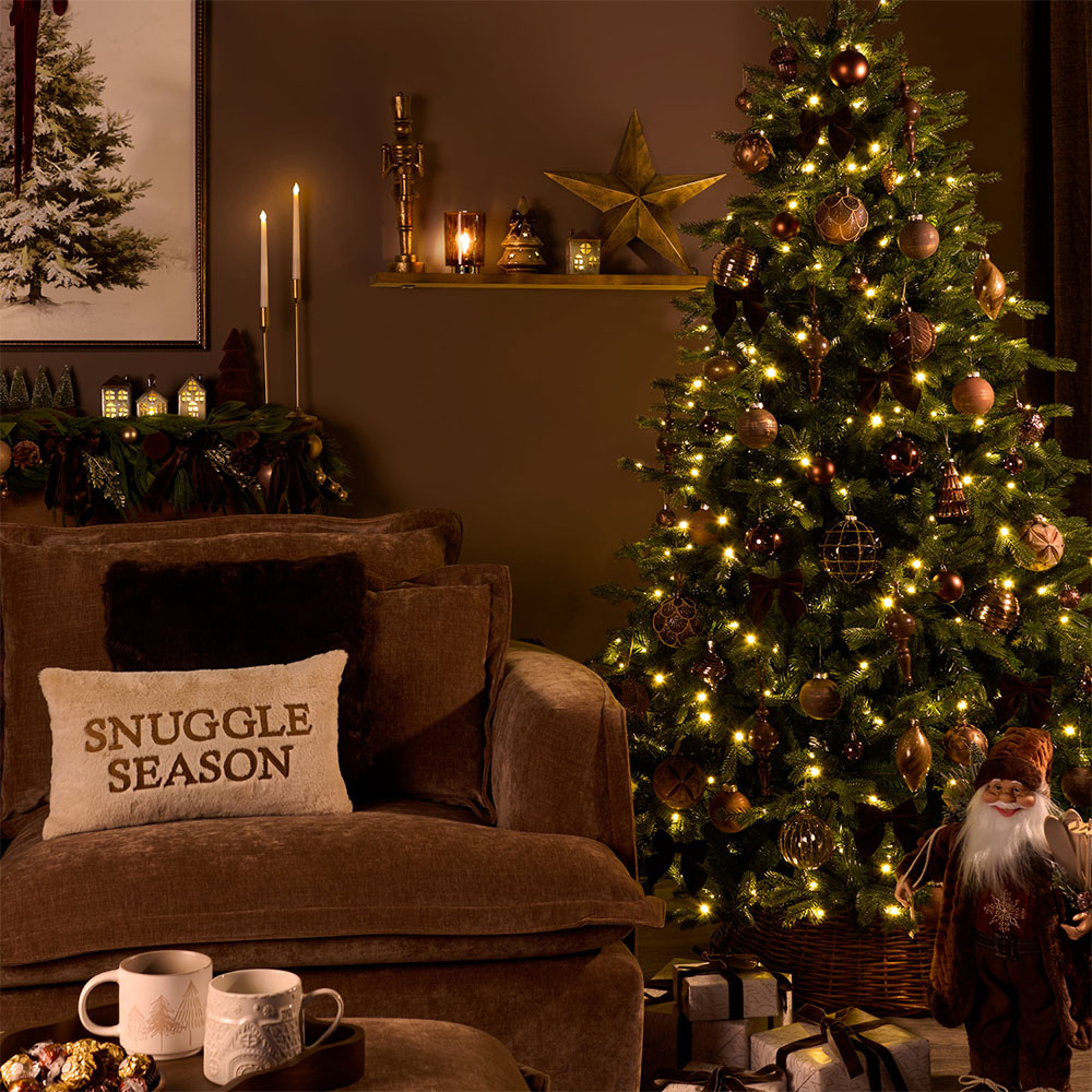 7ft Pre-Lit Cliveden Artificial Fir Christmas Tree Green Image 4