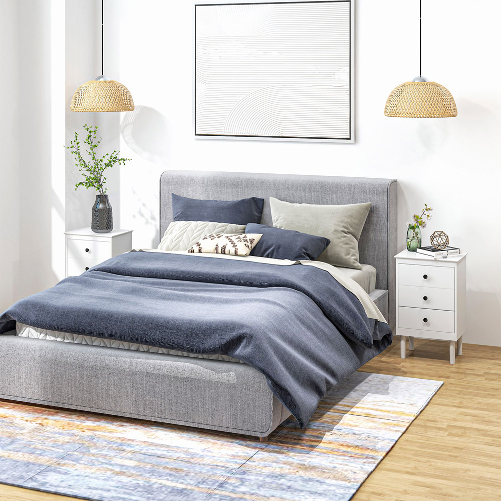 Portland 3 Drawer White Bedside Table Set of 2 Image 4