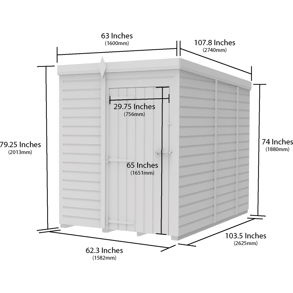 Foreverspaces 5 x 9ft Composite Board Pent Garden Shed Image 3