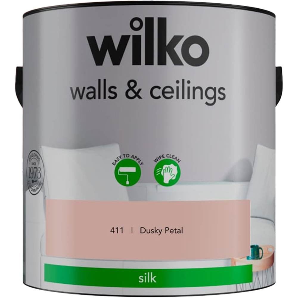 Wilko Walls & Ceilings Dusky Petal Silk Emulsion Paint 2.5L Image 2