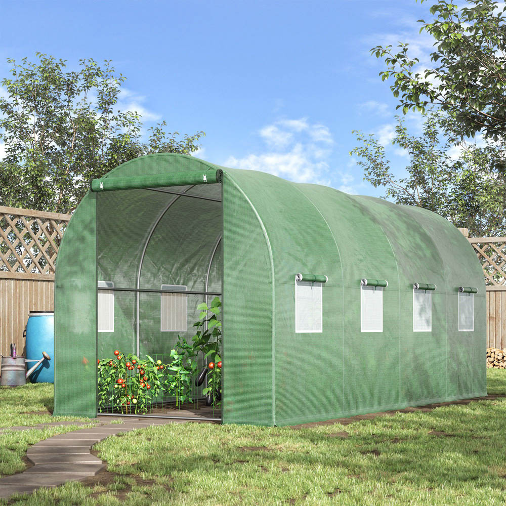 Outsunny Green Steel 12.6 x 6ft Walk In Greenhouse Image 2