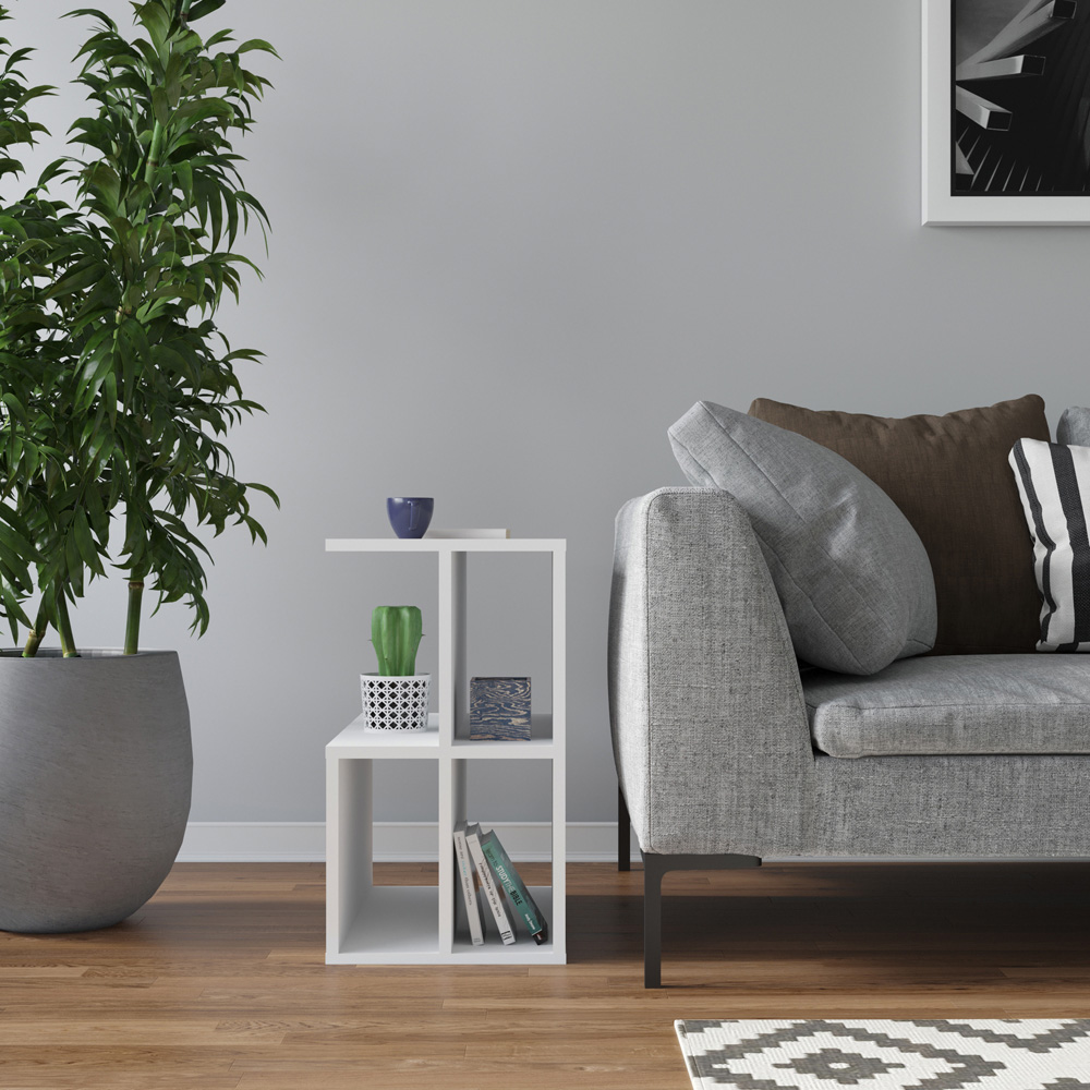 Decorotika Lauron 4 Shelf White Side Table Image 3