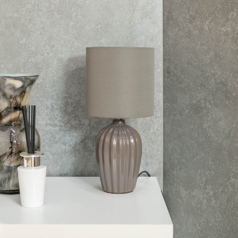 ValueLights Carbone Grey Shade Ceramic LED Table Lamp Image 3