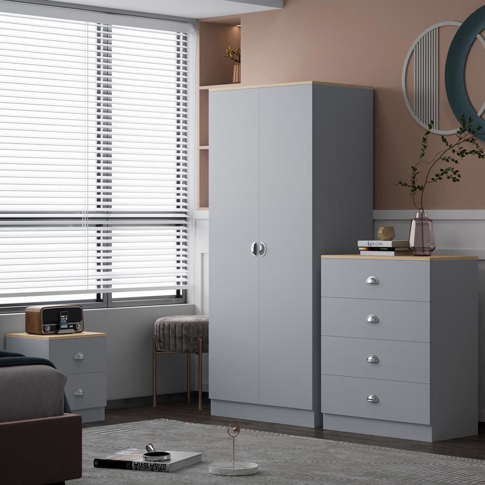 FWStyle Esher 2 Door Grey Oak Wardrobe Image 5