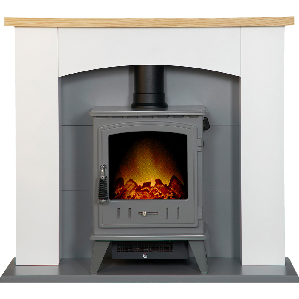 Adam Huxley in Pure White and Grey Aviemore Electric Stove 39 Inch Image 3