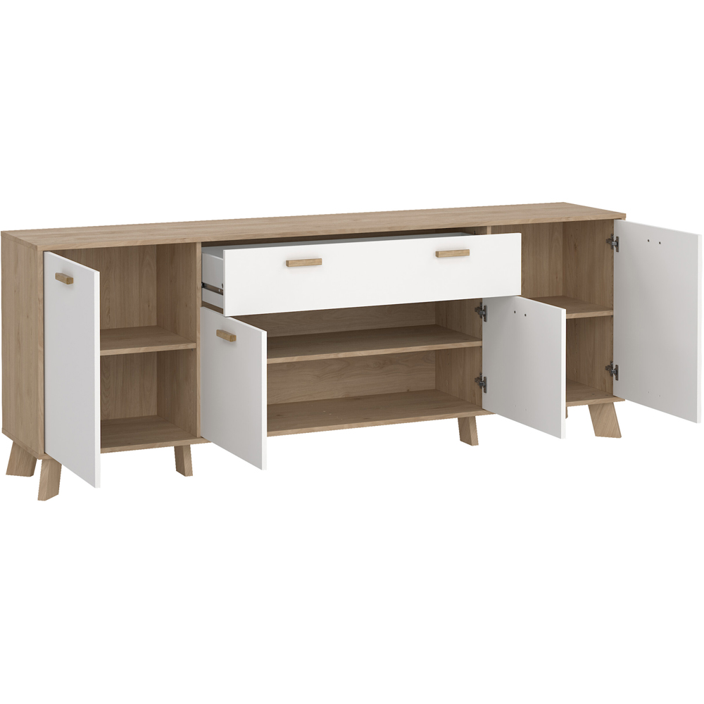 Furniture To Go 4 Door Single Drawer White and Brown Sideboard Image 4
