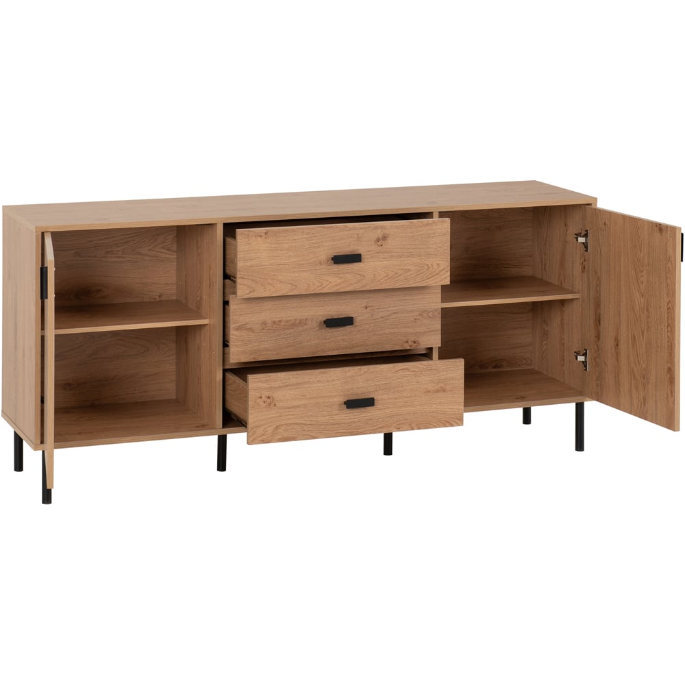 Seconique Leon 2 Door 3 Drawer Medium Oak Effect Sideboard Image 3