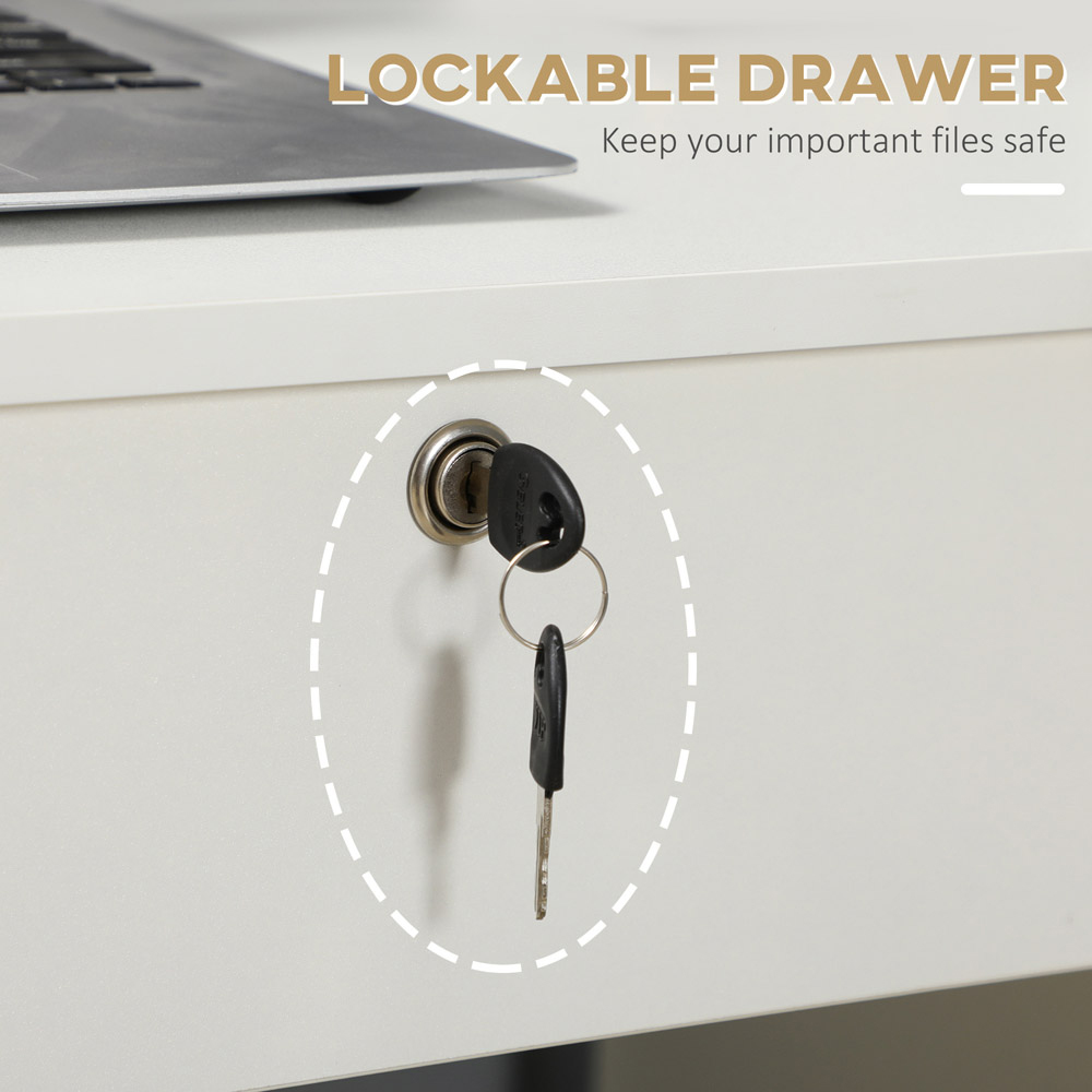 Portland 5 Drawer Computer Desk White Image 4