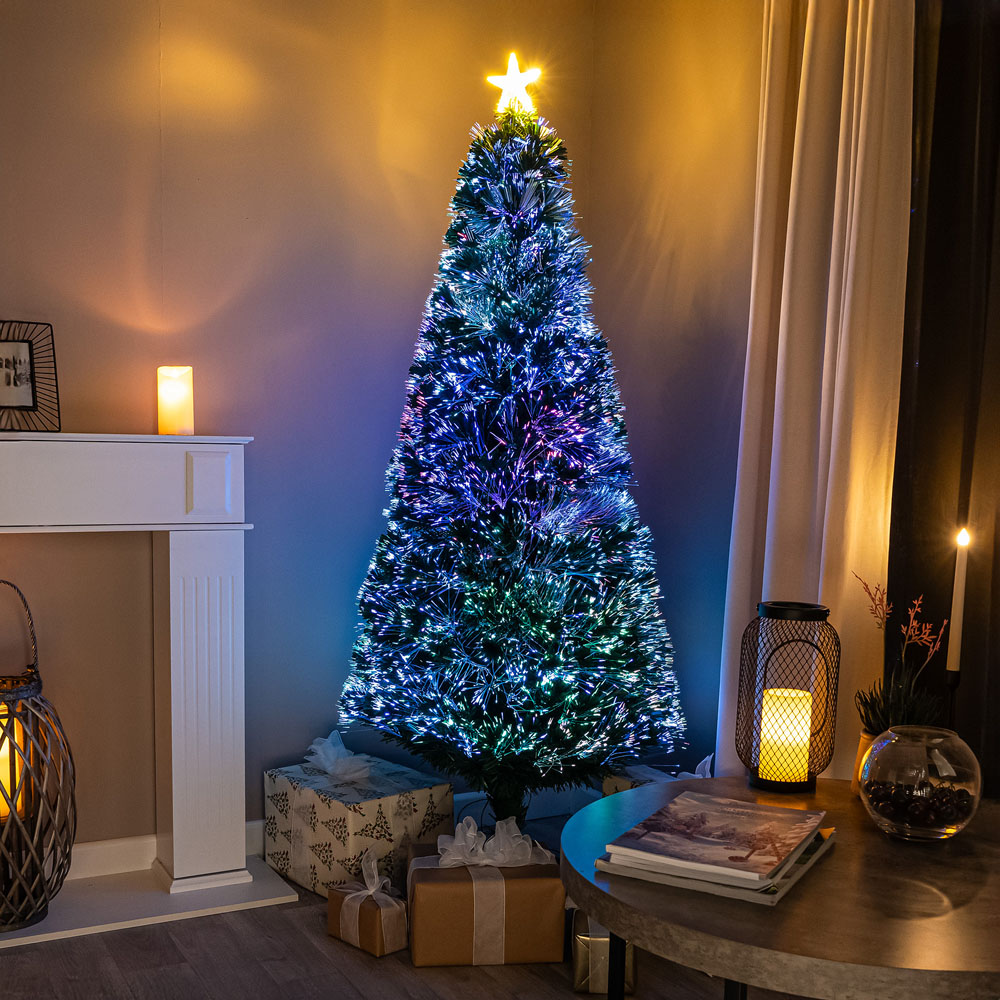 The Christmas Centre Warm White LED Green Fibre Optic Artificial Xmas Tree 7ft Image 2