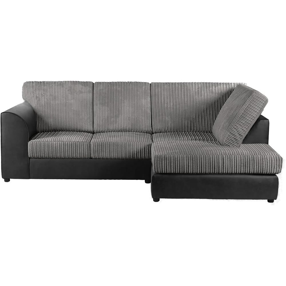 Luxor 4 Seater Black and Grey Jumbo Cord Full Back Right Hand L Shape Corner Sofa Image 2
