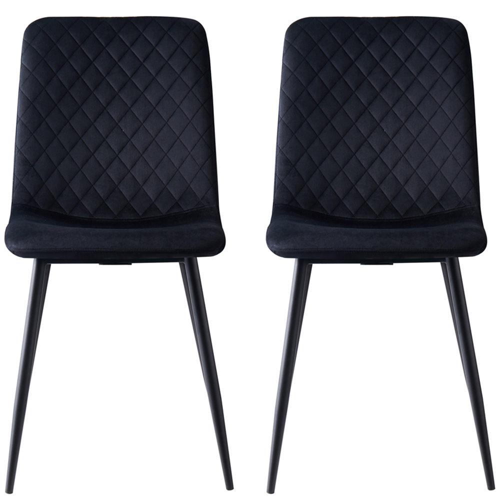 Lexi Set of 2 Black Velvet Fabric Dining Chairs Image 3