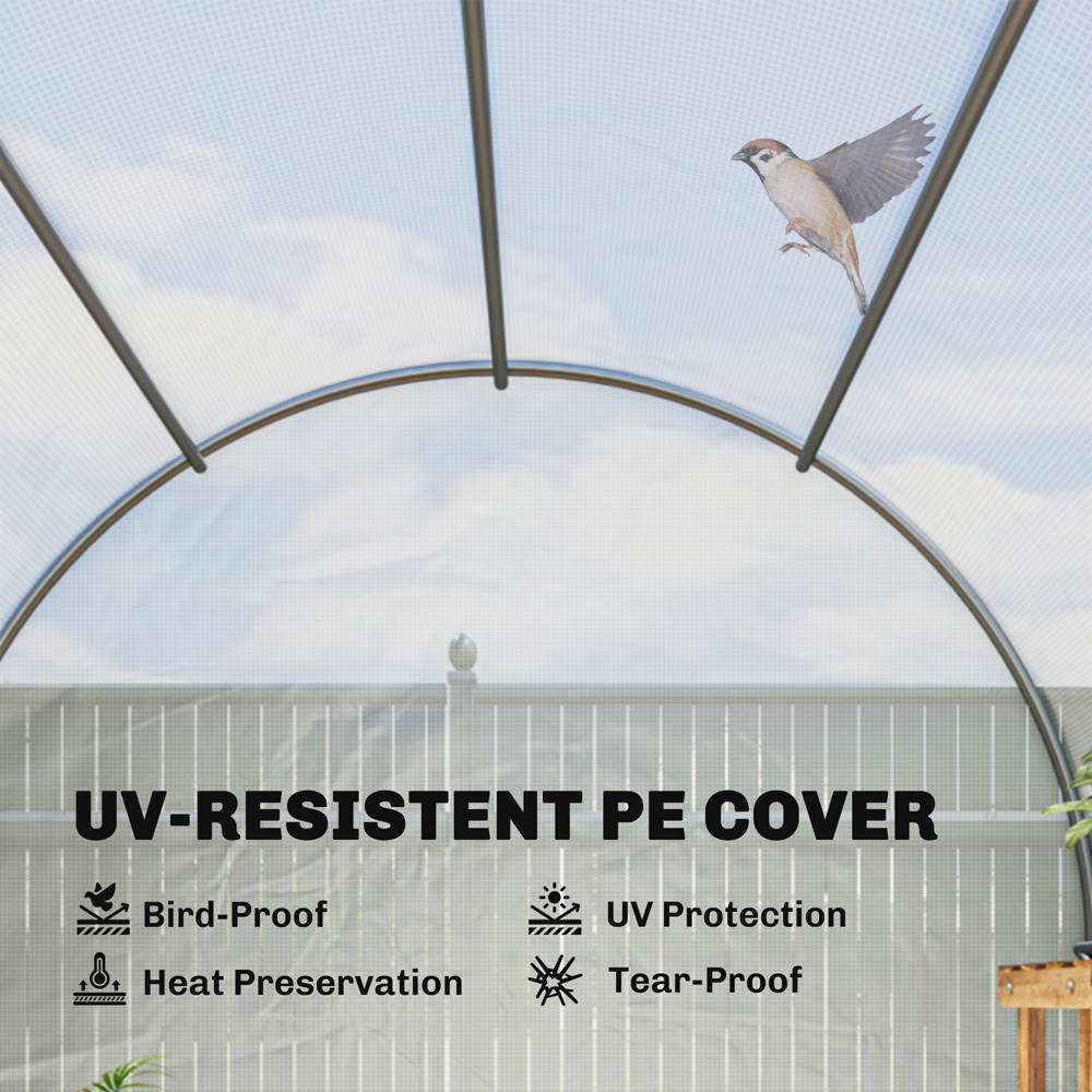 Outsunny White Steel Frame 6.5 x 11.5ft Walk In Polytunnel Greenhouse Image 5