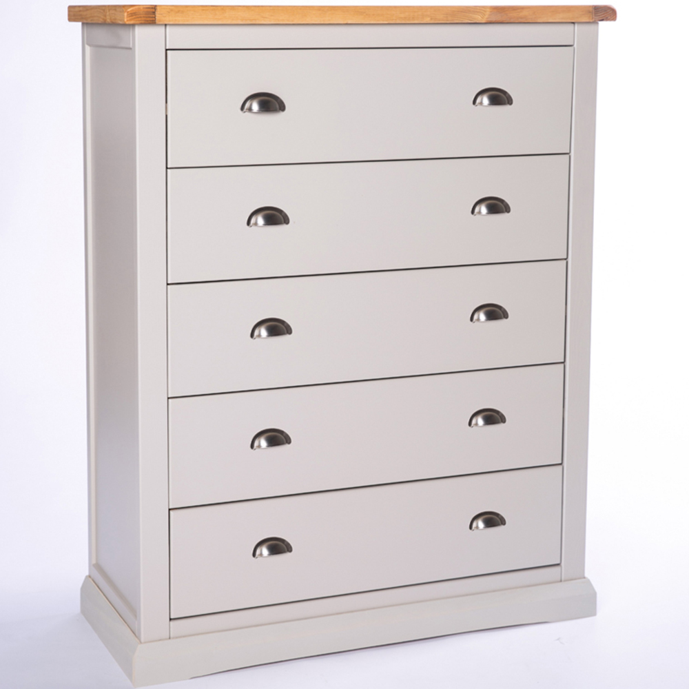 Cabinet Bits Loreo 5 Drawer Grey Chrome Cup Handle Chest of Drawers Image 3