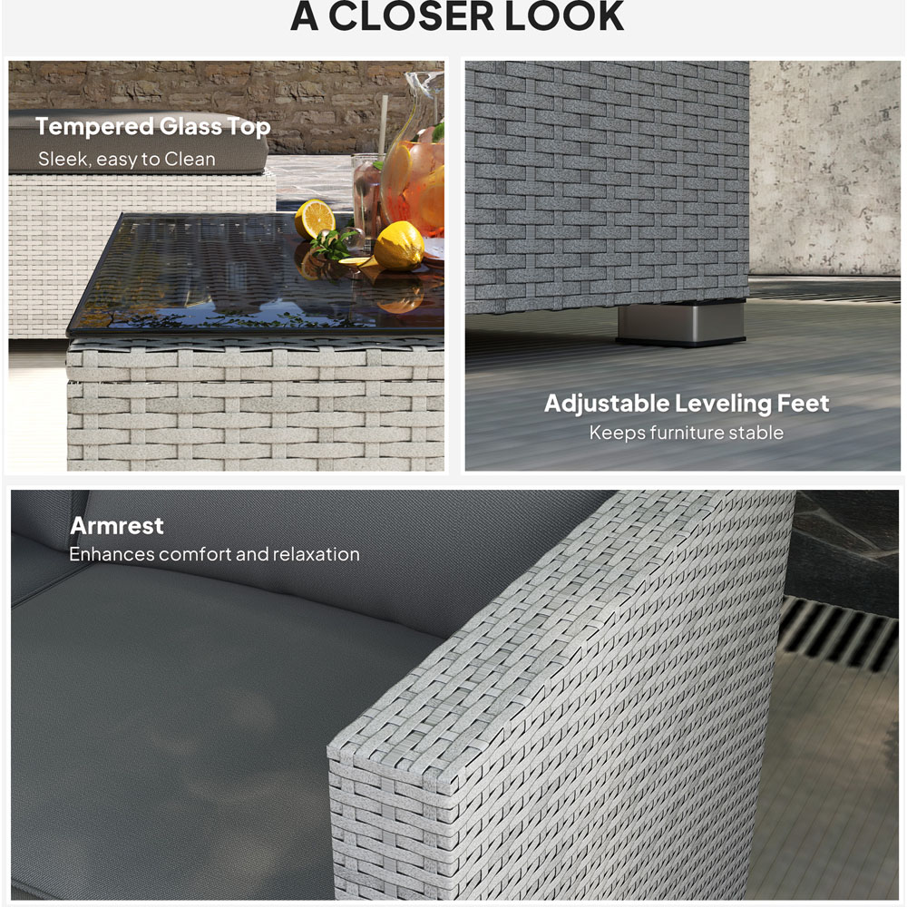 Outsunny 5 Seater Mixed Grey Rattan Corner Sofa Set Image 5