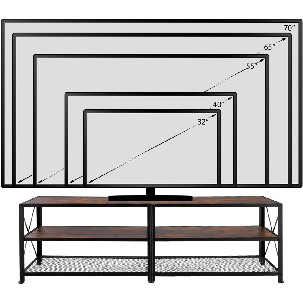 tectake 3 Shelf Dark Wooden and Steel TV Stand Image 8