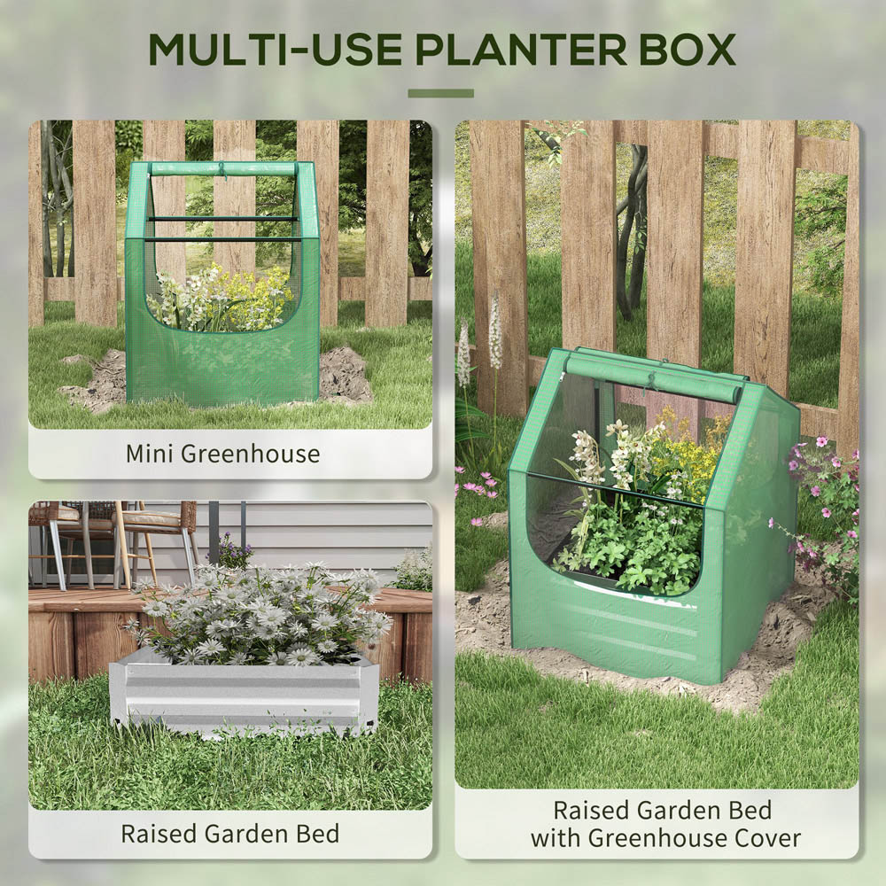 Outsunny Green and Silver Raised Garden Bed with Greenhouse 90 x 70 x 70cm Image 8