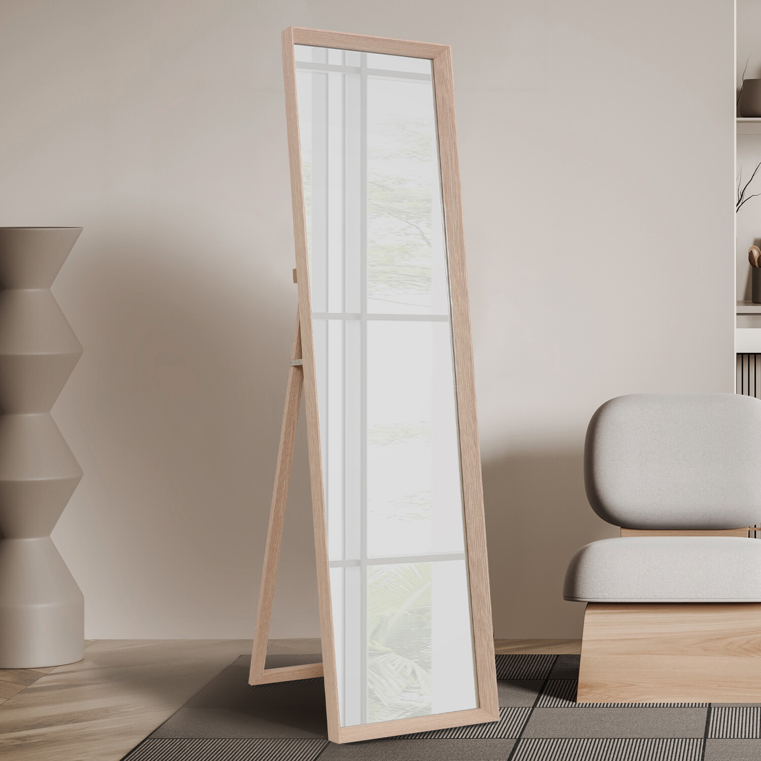 Chesterbrook Wood Effect Standing Mirror Natural Image 2