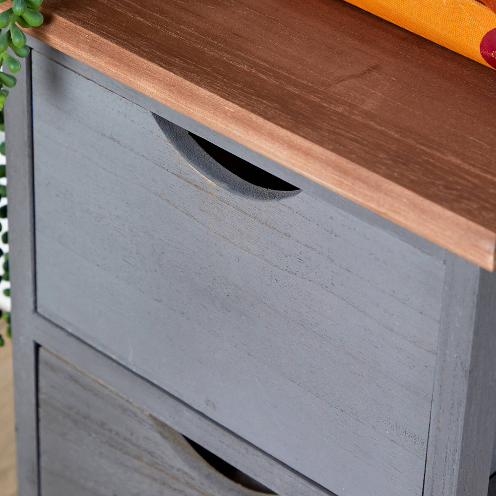 Home Source Hemsby 2 Drawer Grey Wooden Chest of Drawers Image 3