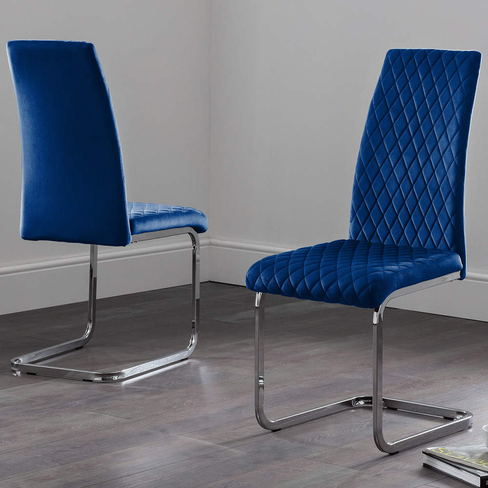 Julian Bowen Calabria Set of 4 Blue Dining Chair Image 1