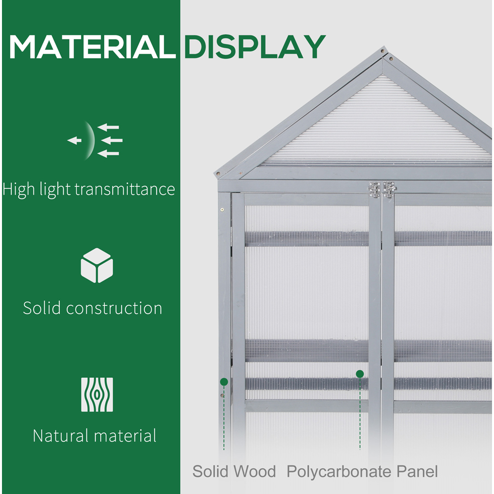 Outsunny 2.9 x 4.5ft 3 Tier Grey Double Door Wooden Greenhouse Image 4