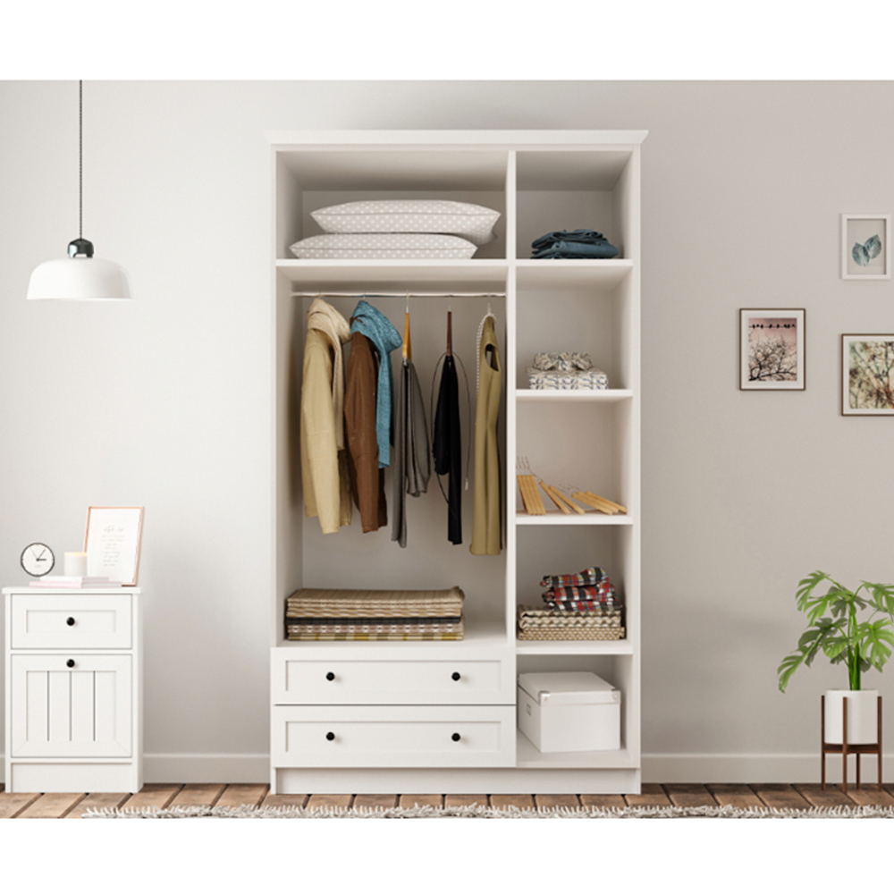 Evu VIENNA XL 3 Doors 2 Drawers White Wardrobe Image 5