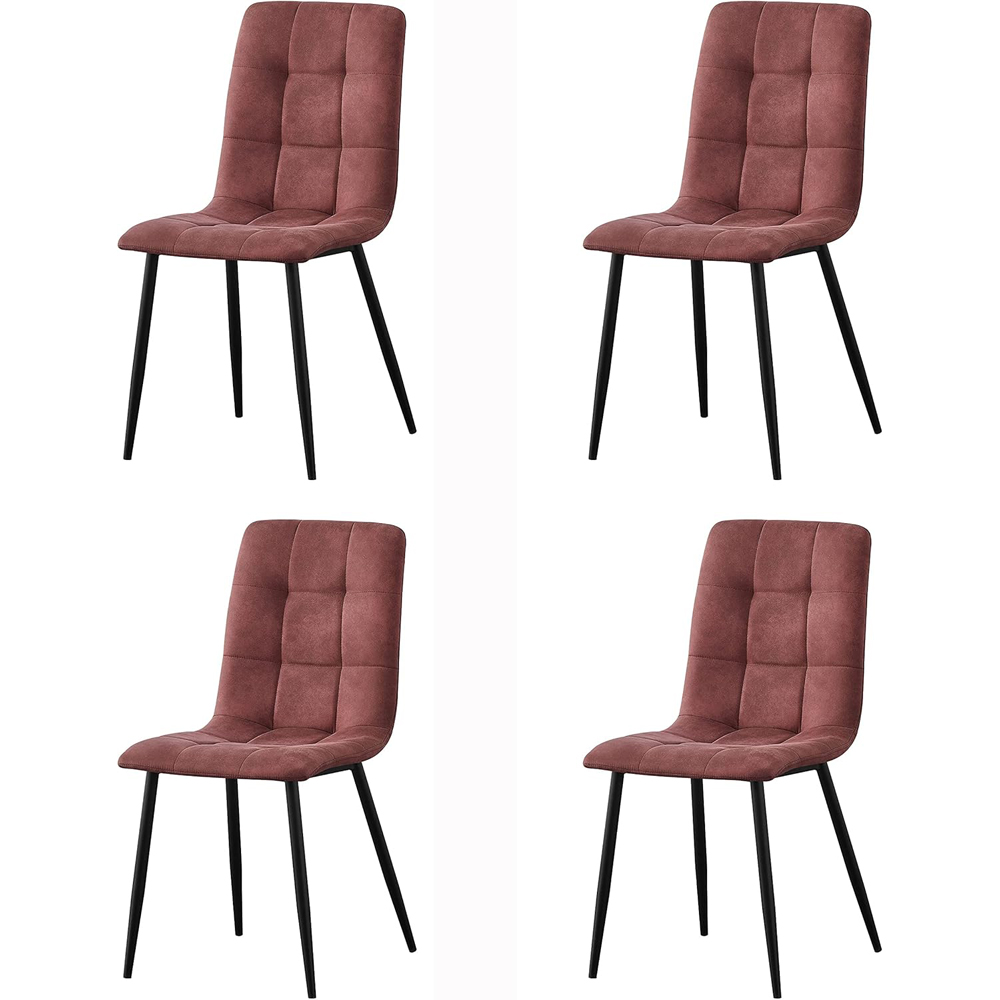 Henri Set of 4 Pink Faux Suede Leather Dining Chair Image 2