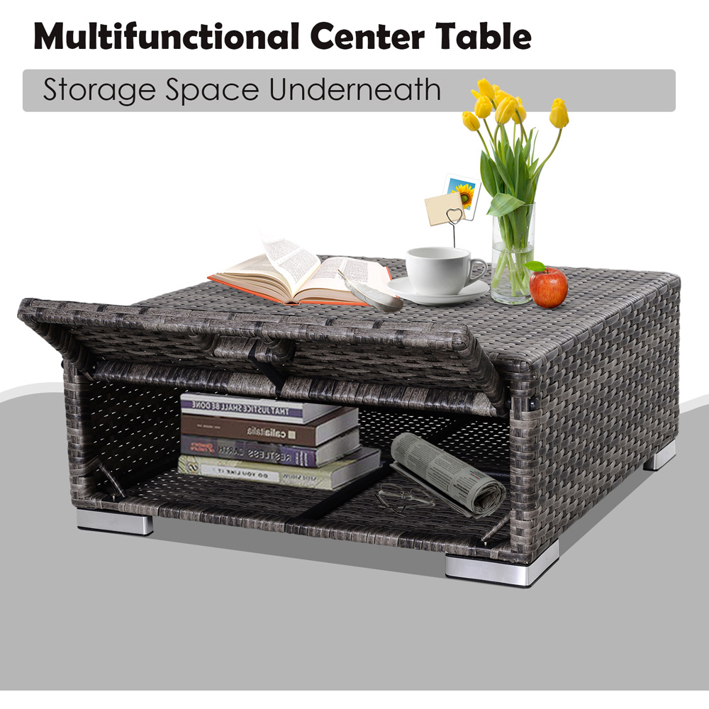 Outsunny 4 Seater Grey PE Rattan Outdoor Sofa Dining Set Image 5