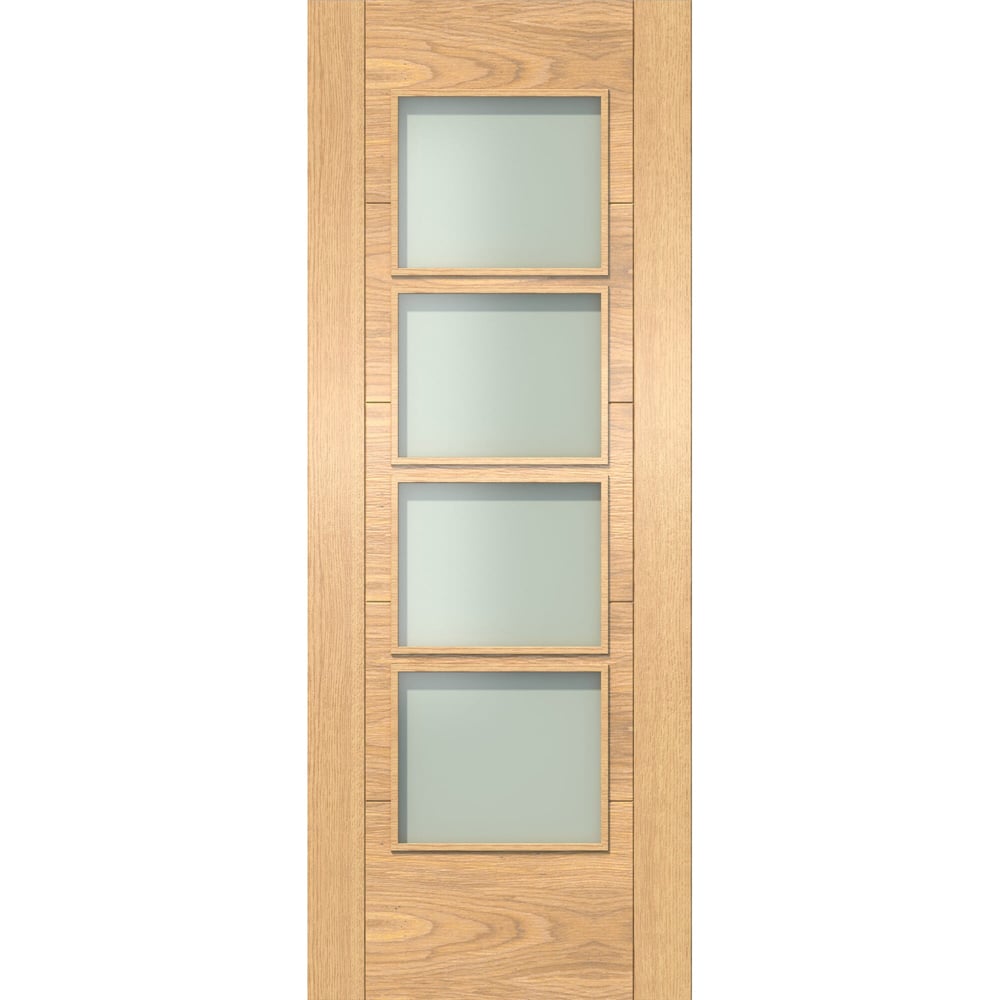 Green & Taylor Oak Ladder 4 Lite Frosted Glazed Prefinished Internal Door 1981 x 686mm Image
