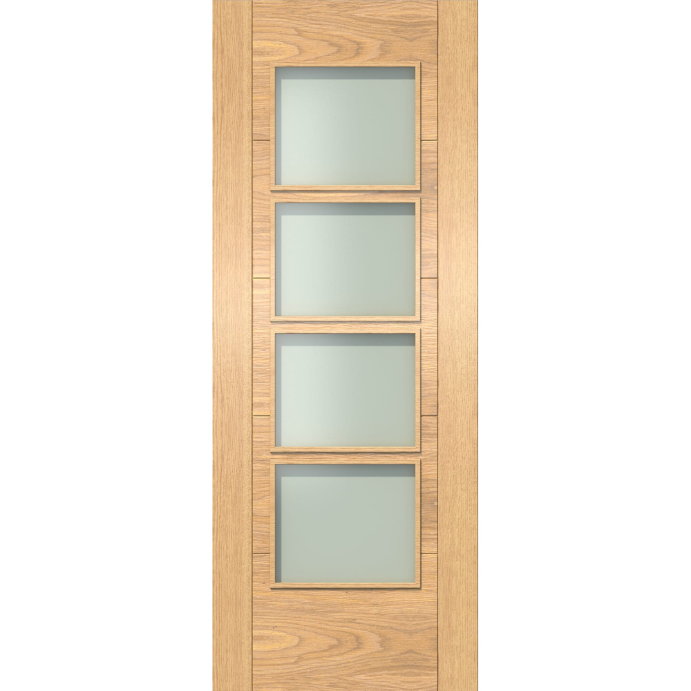 Green & Taylor Oak Ladder 4 Lite Frosted Glazed Prefinished Internal Door 1981 x 533mm Image