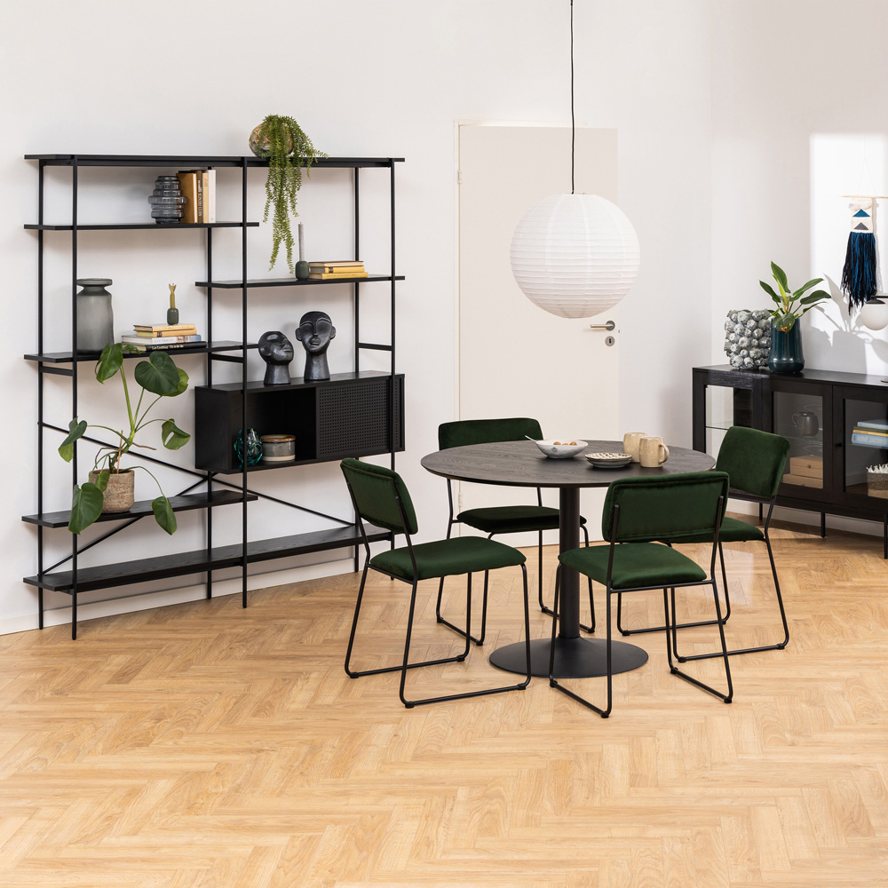 Florence Ibiza Round 4 Seater Dining Table Black Ash and Matt Black Image 6