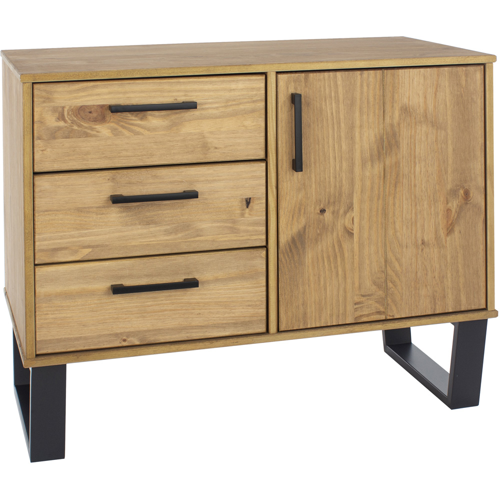 Core Products Texas Single Door 3 Drawers Antique Wax Pine Small Sideboard Image 4