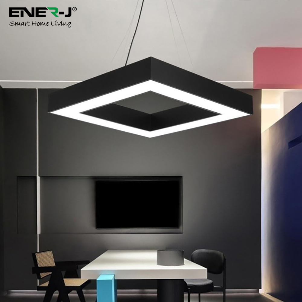 ENER-J Cool White LED 40W 6500K Hollow Square Minimalist Pendant Light Image 4