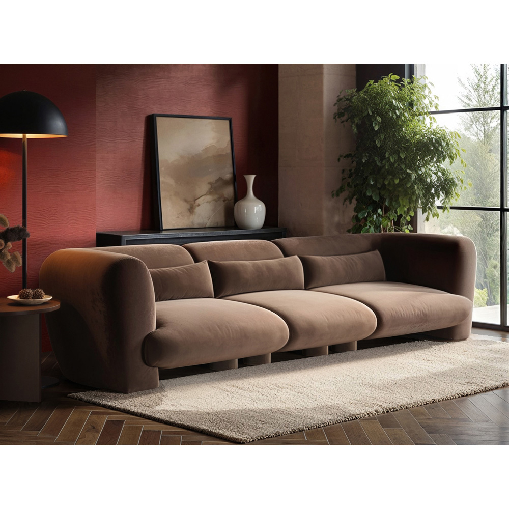 Solace+Co Maddox 4 Seater Chocolate Velvet Sofa Image 5