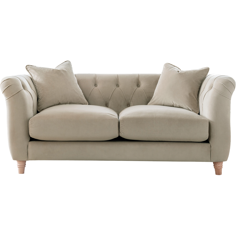 Elsie Chesterfield 2 Seater Putty Plush Velvet Sofa Image 2
