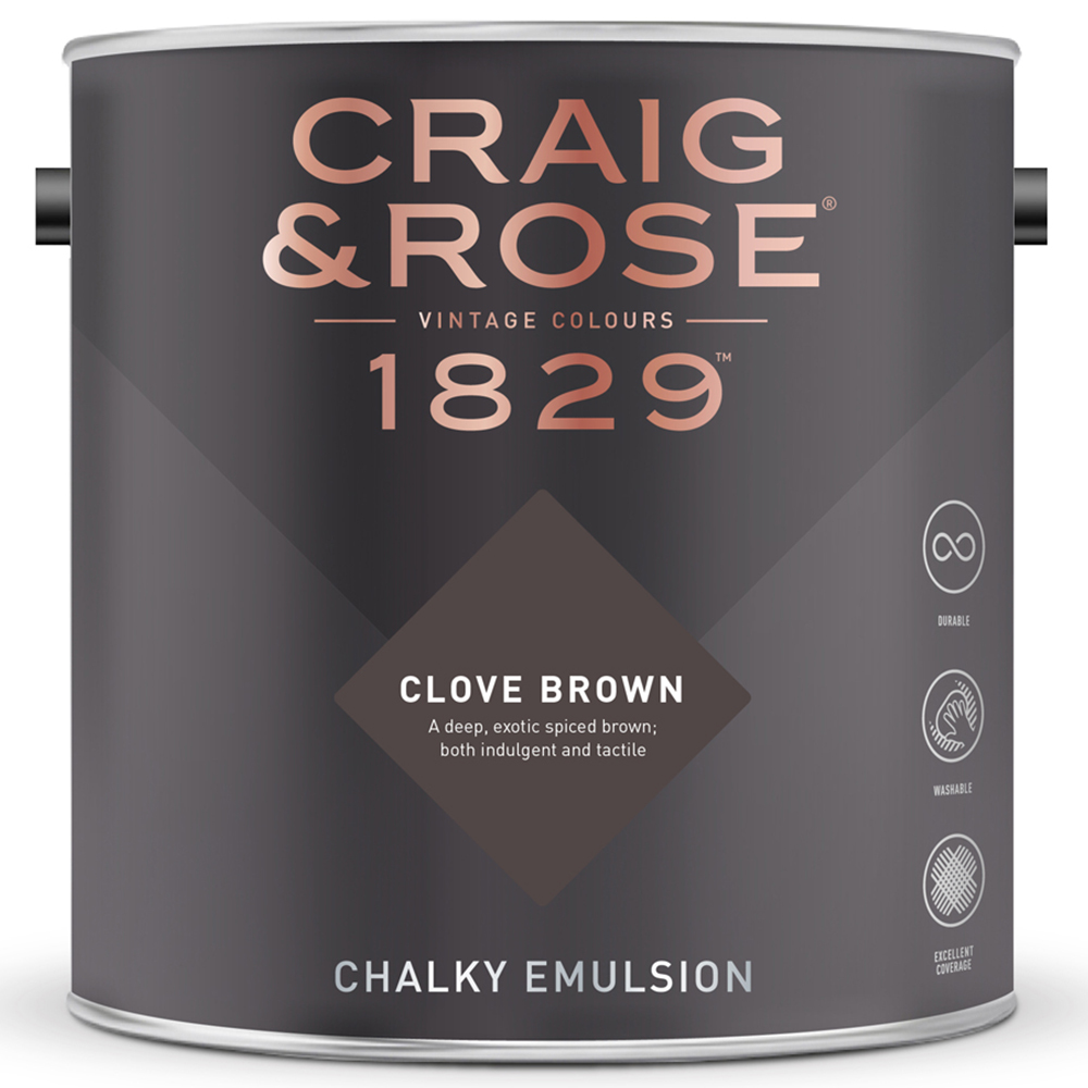 Craig & Rose Walls and Ceilings Clove Brown Chalky Emulsion Paint 5L Image 2