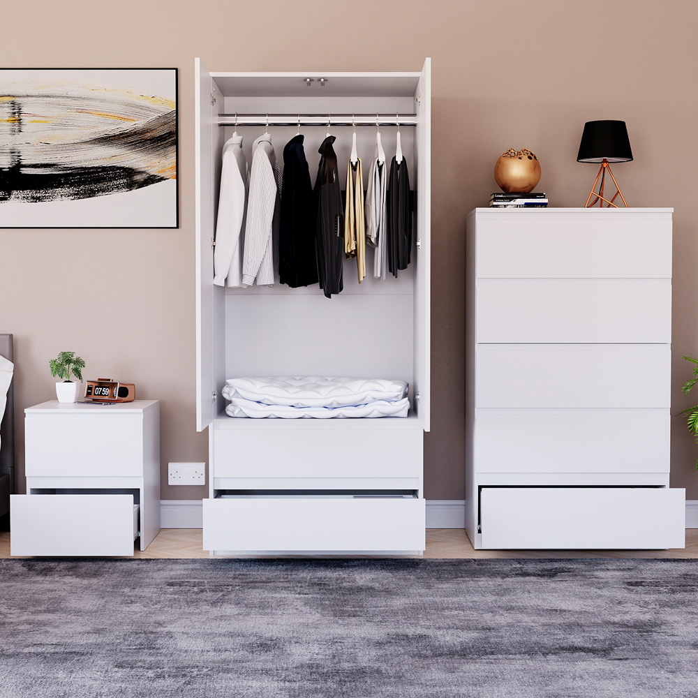 Vida Designs Denver White 3 Piece Bedroom Furniture Set Image 2